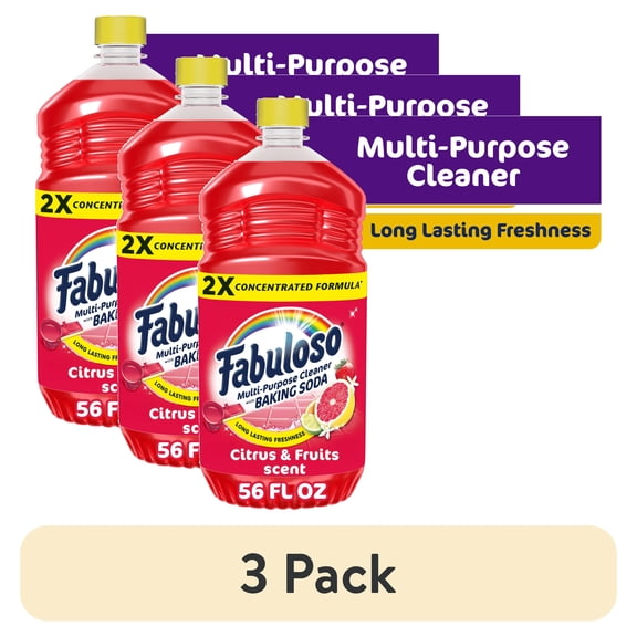 (3 pack) Fabuloso 2X Multi-Purpose Cleaner with Baking Soda, Citrus and Fruits Scent, 56 fl oz