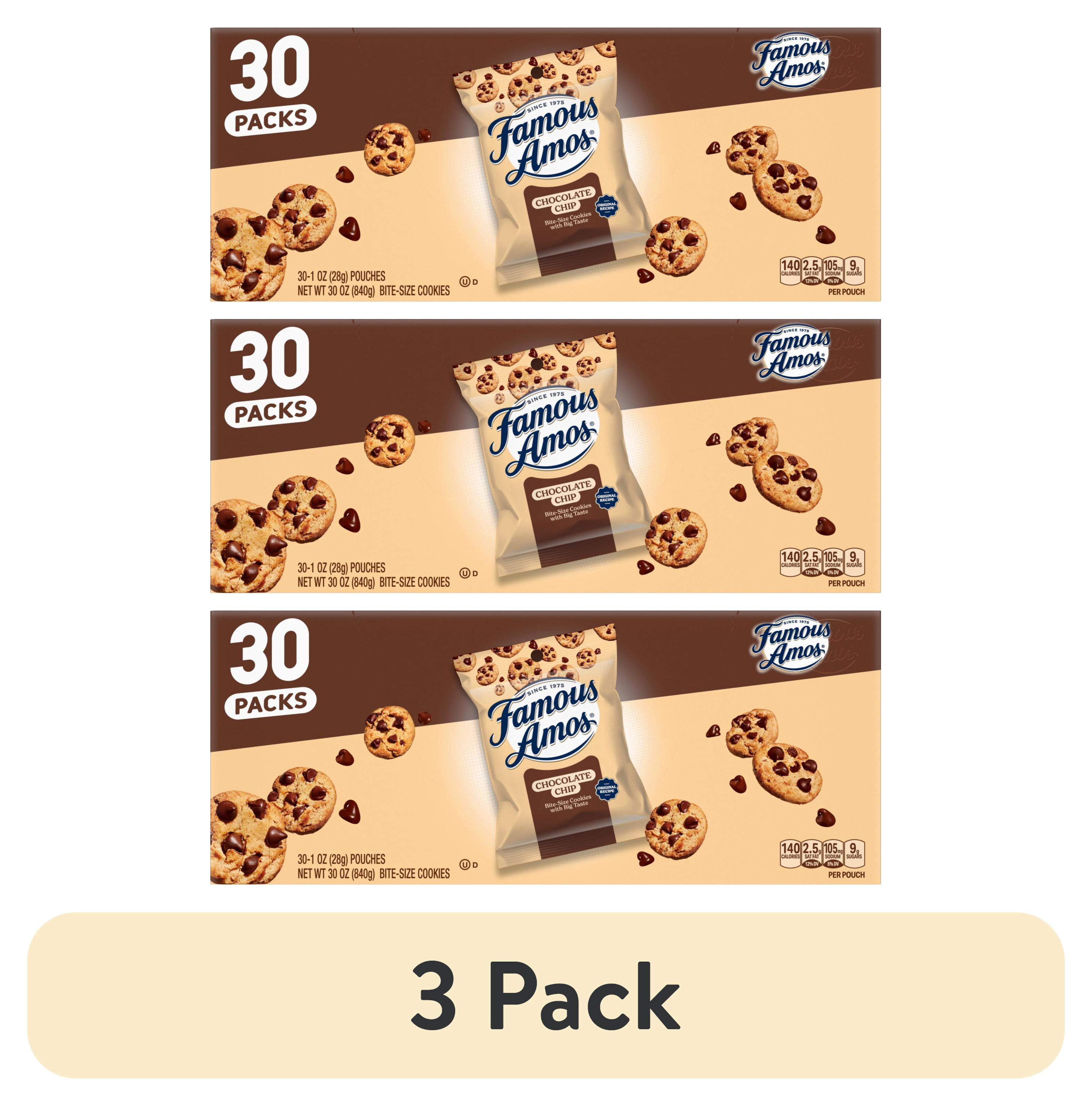 (3 pack) Famous Amos Classic Chocolate Chip Cookies, Bite-size cookies ...