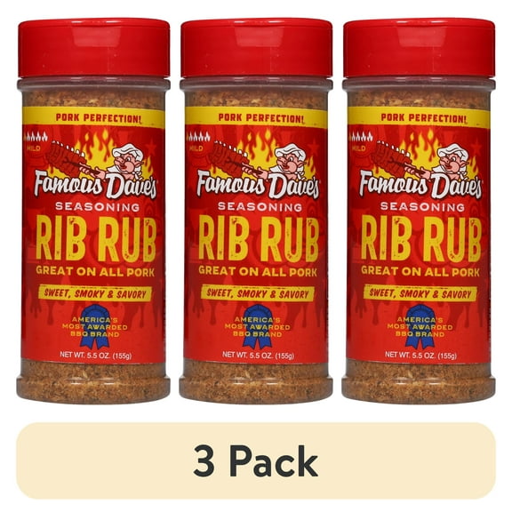 (3 pack) Famous Dave's - 1 pck, Rib Rub Seasoning (5.5 oz.)