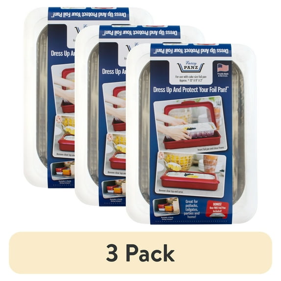 (3 pack) Fancy Panz - White 9 x 13 x 2 White Foil Pan Carrier for Baking Dish