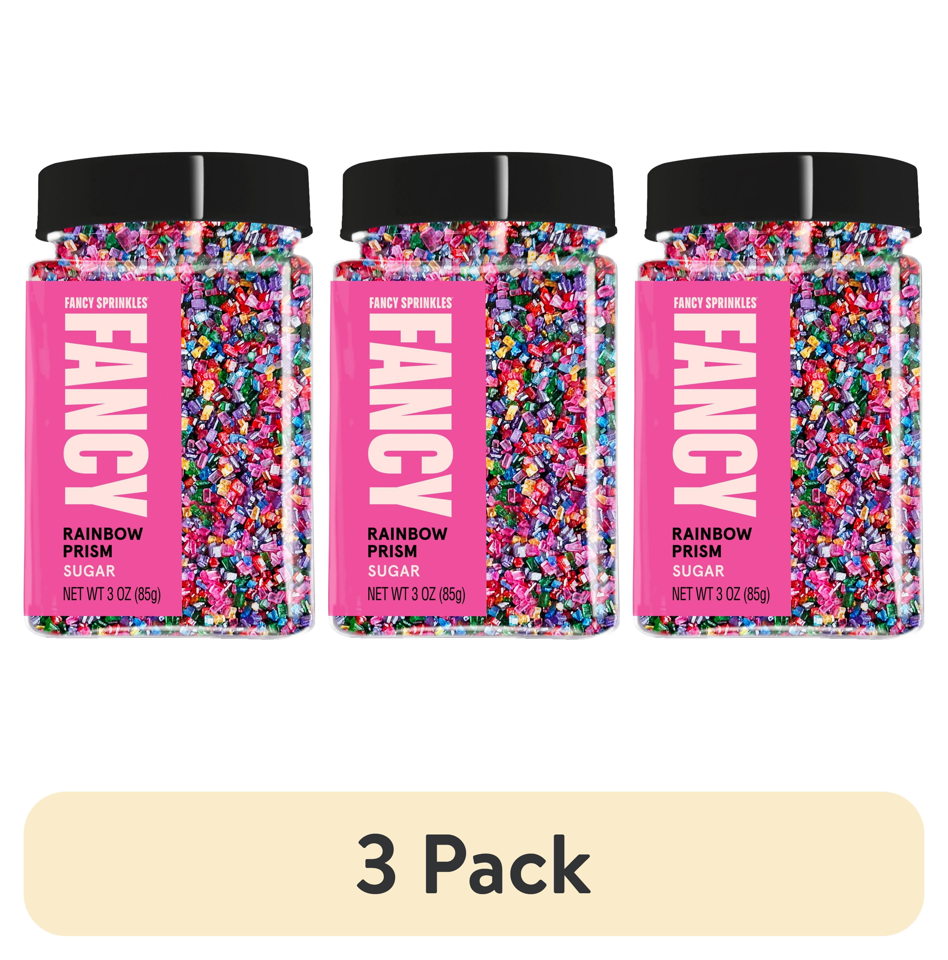 (3 pack) Fancy Sprinkles Rainbow Prism Sugar, Dessert Sprinkles, 3 oz