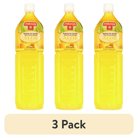 (3 pack) Faraon Aloe Vera Mango Flavored Drink, 50.7 oz