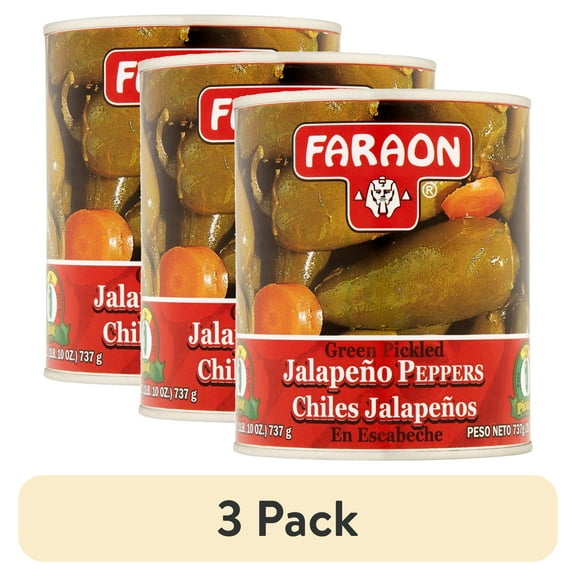 (3 pack) Faraon Green Pickled Jalapeo Peppers, 26 Oz