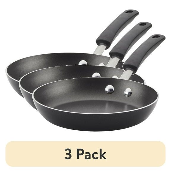 (3 pack) Farberware Easy Clean 8 Inch Nonstick Frying Pan / Skillet, Dishwasher Safe, Black