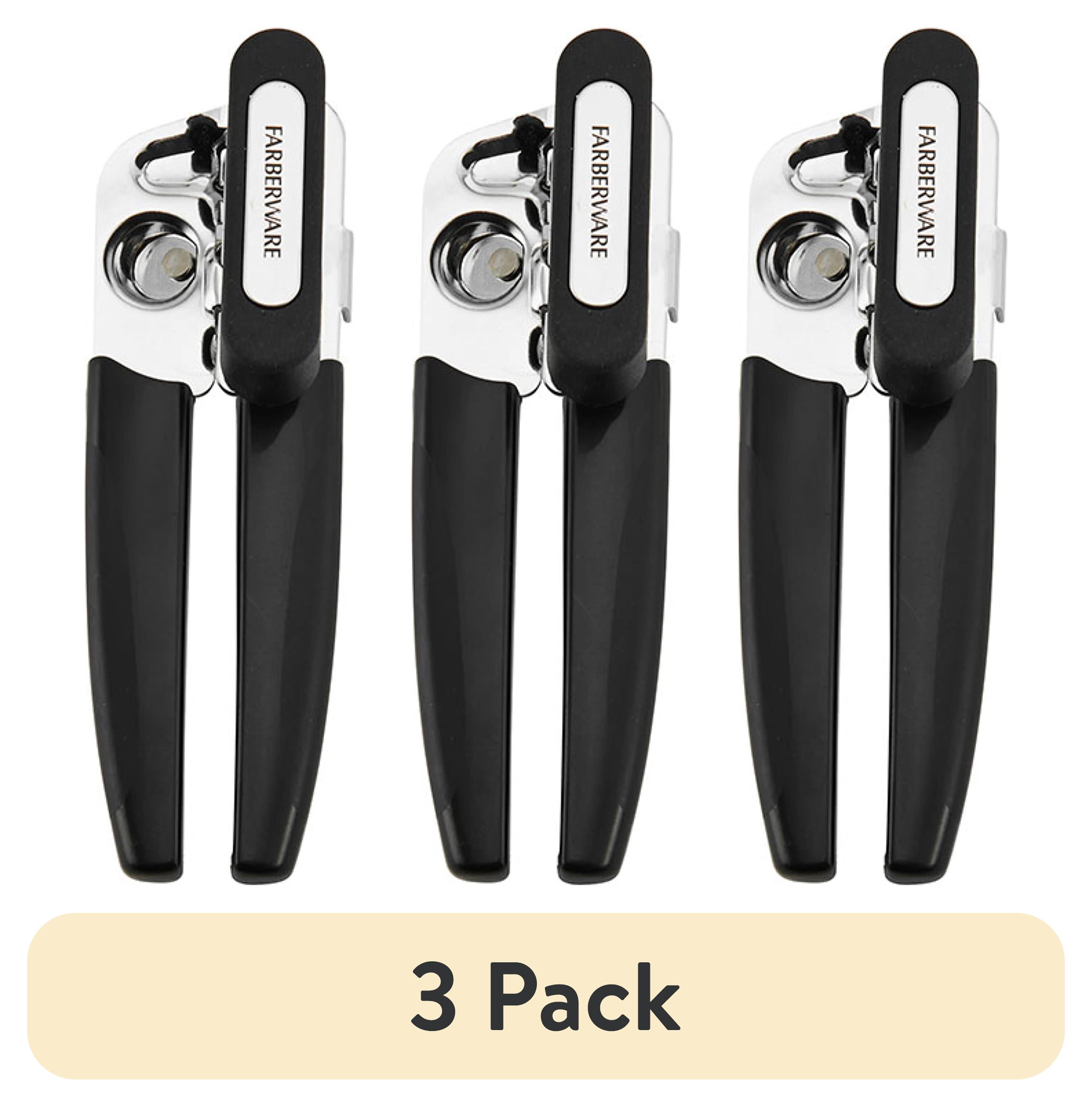 (3 pack) Farberware Pro Stainless Steel Portable Can Opener with Black Handle