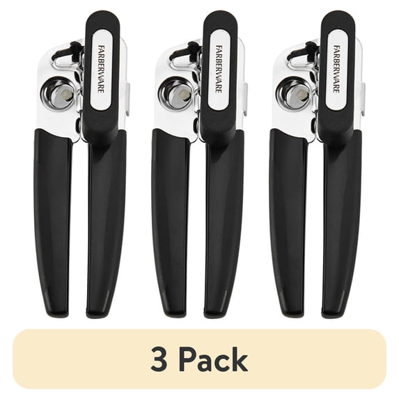(3 pack) Farberware Pro Stainless Steel Portable Can Opener with Black Handle