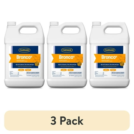 (3 pack) Farnam Broncoe Water-Based Fly Spray for Horses, Dogs, and Premises, 128 Fluid Ounces