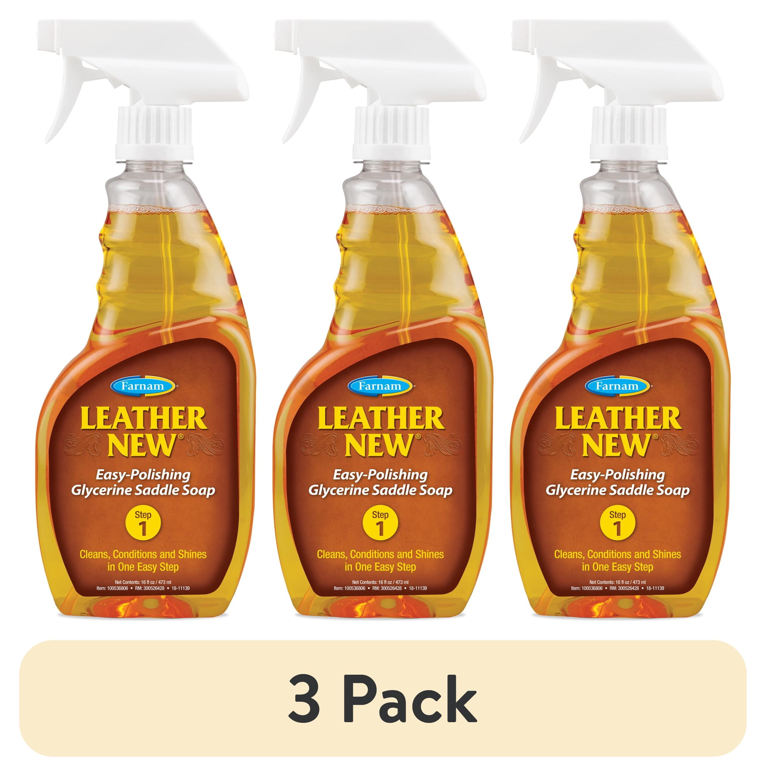 (3 pack) Farnam Leather New Easy-Polishing Glycerine Saddle Soap and Leather Cleaner 16 Fluid Ounces