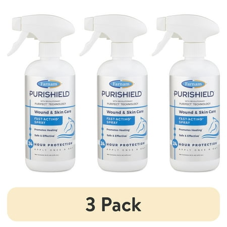 (3 pack) Farnam Purishield Wound & Skin Spray, Horses, Dogs, Cats & Livestock 16 Ounces