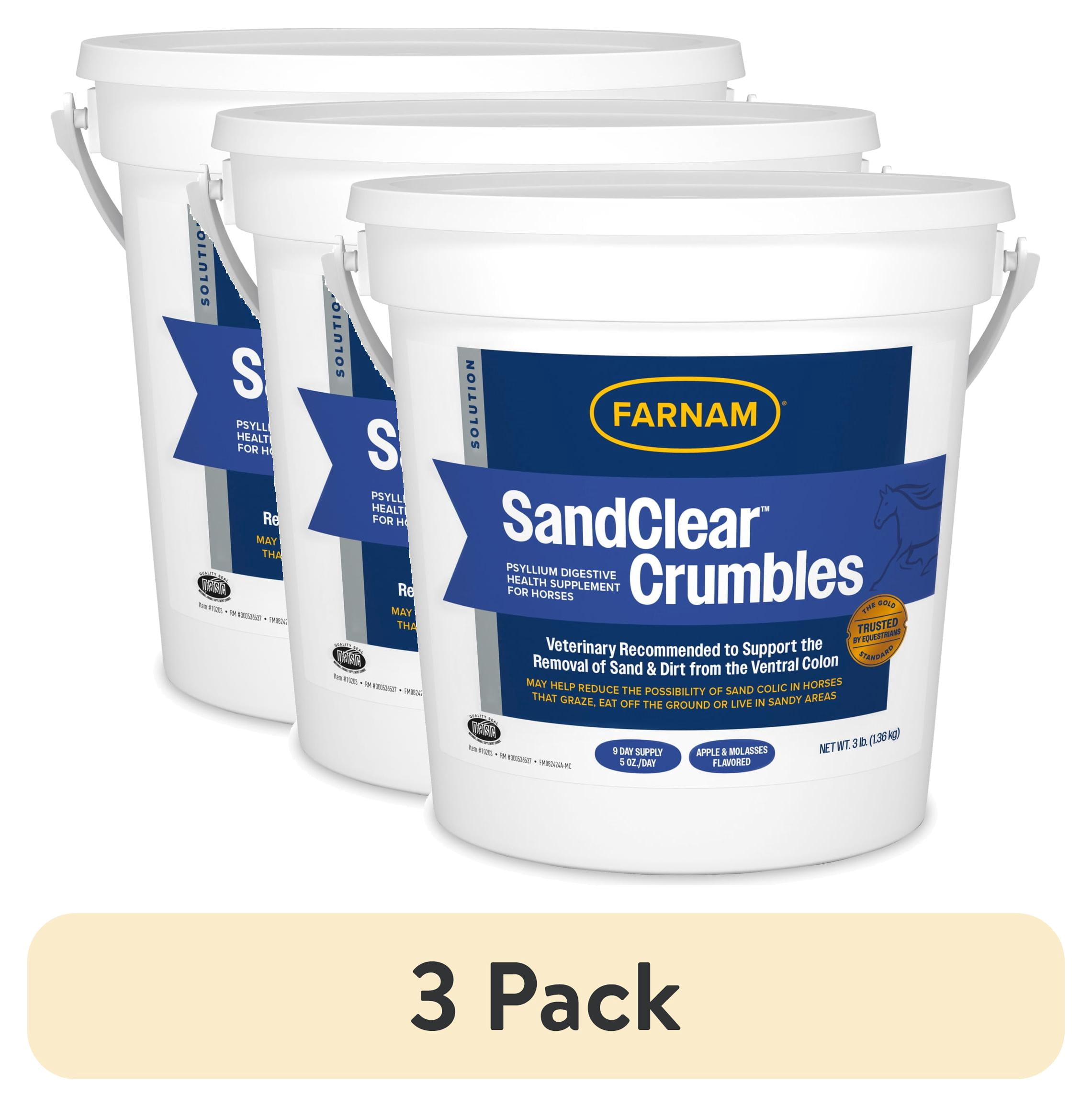(3 pack) Farnam SandClear Natural Psyllium Crumbles 3 Pounds 9 Scoops