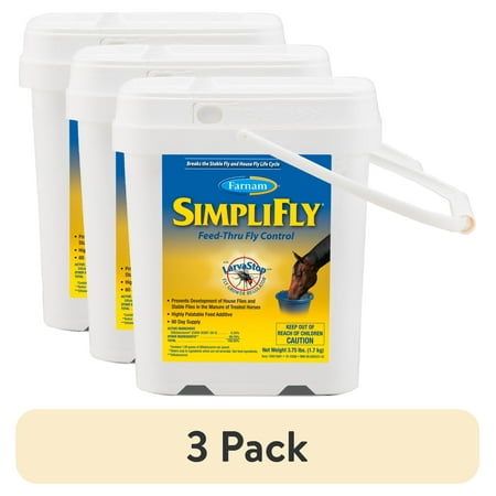 (3 pack) Farnam SimpliFly Feed-Thru Fly Control for Horses, Pellets, 60 Day Supply