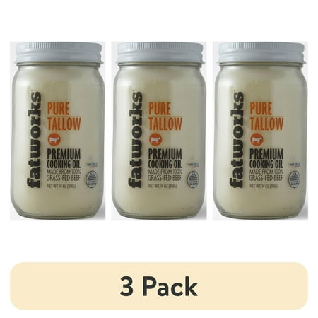 (3 pack) Fatworks Beef Tallow, Cooking Oil, 14 oz