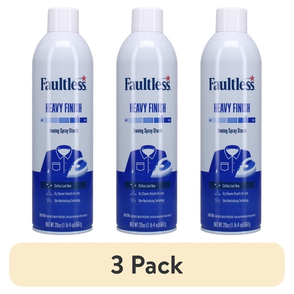 (3 pack) Faultless Heavy Hold Ironing Enhancer Spray Starch 20 oz, Professional Crisp Finish