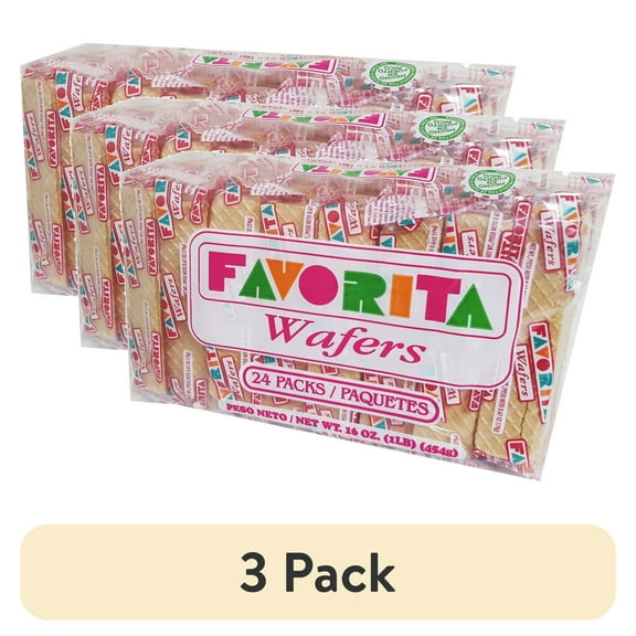 (3 pack) Favorita Wafers (Galletas Favorita) Puerto Rico's beloved wafer cookie - 1 pack of 24