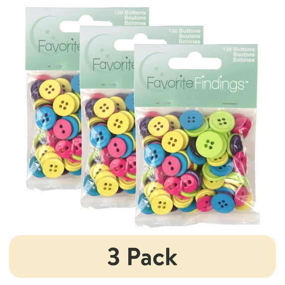 (3 pack) Favorite Findings Bright Colored Round Fun Sew Thru Buttons ...