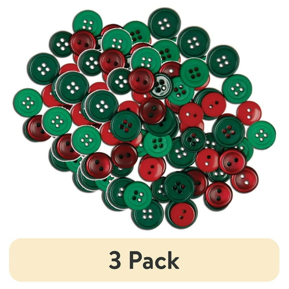 (3 pack) Favorite Findings Christmas Multi Color Sew Thru Buttons, 130 Count
