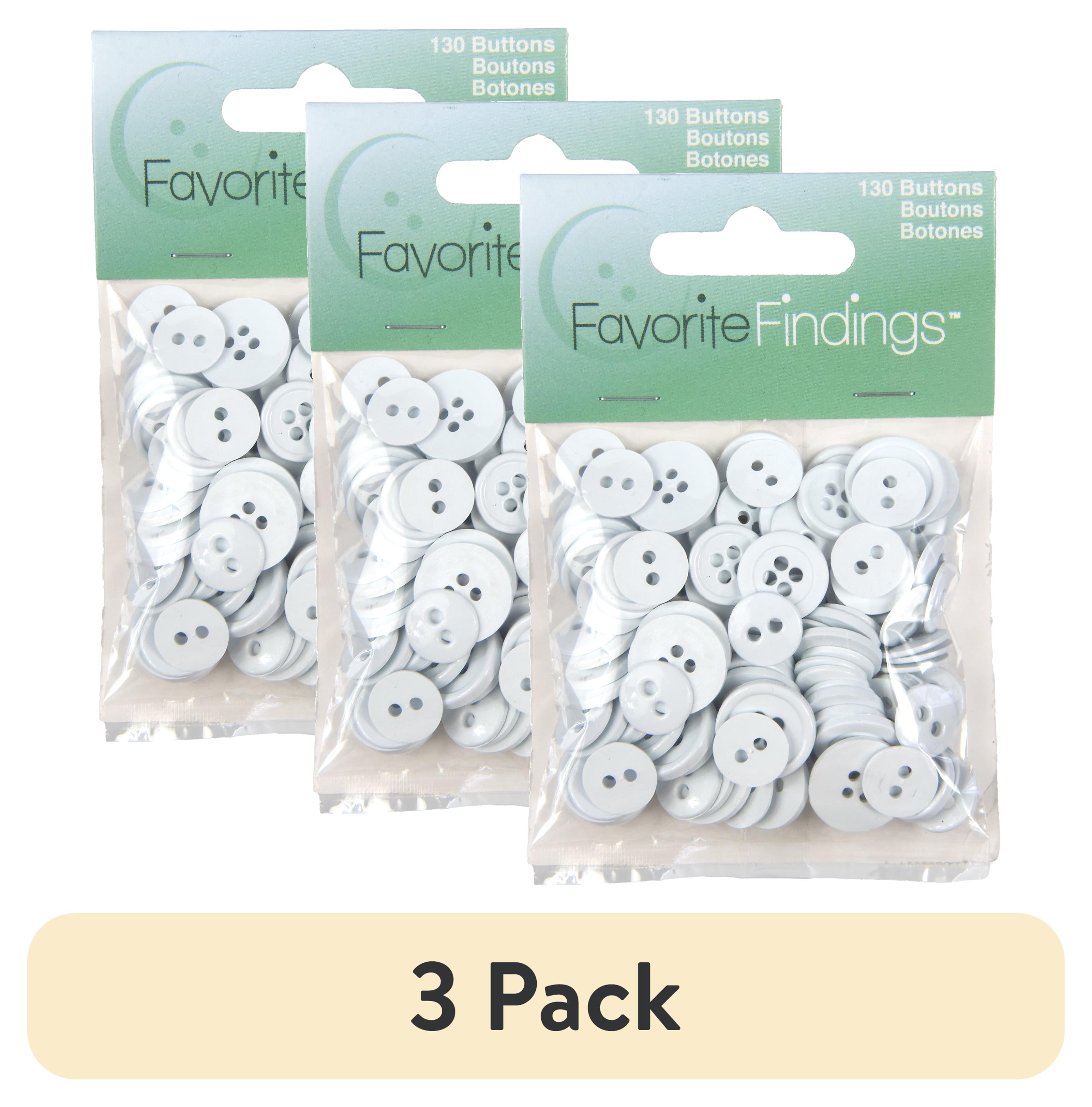 (3 pack) Favorite Findings White Basic Round Sew Thru Buttons, 130 Count