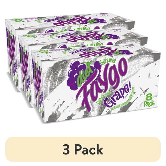 (3 pack) Faygo 8pk/12oz Diet Grape