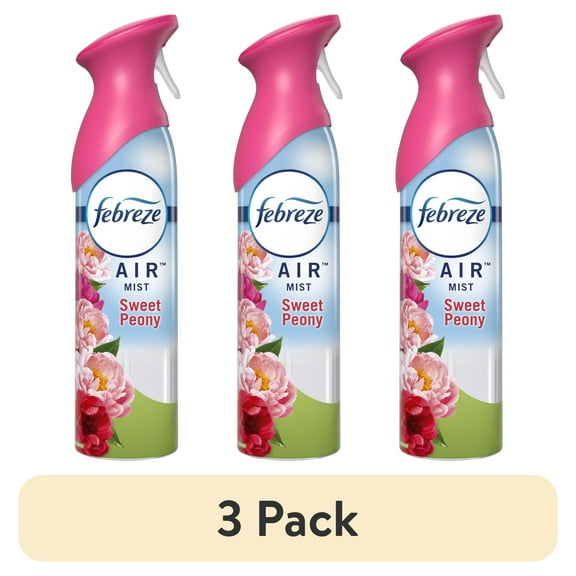 (3 pack) Febreze Air Effects Odor-Fighting Air Freshener Sweet Peony, 8.8 oz. Aerosol Can