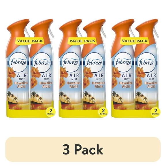 (3 pack) Febreze Air Freshener Spray, Odor-Fighting Room Spray, Hawaiian Aloha, 8.8oz, 2 Count