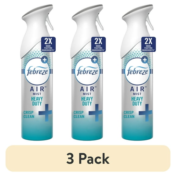 (3 pack) Febreze Air Freshener Spray, Odor-Fighting Room Spray, Heavy Duty Crisp Clean, 8.8oz