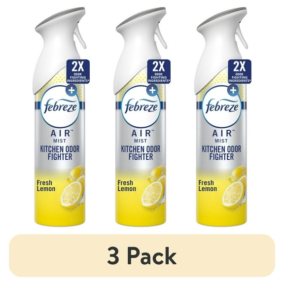 (3 pack) Febreze Air Freshener Spray, Odor-Fighting Room Spray, Lemon, Kitchen Odor Fighter, 8.8oz