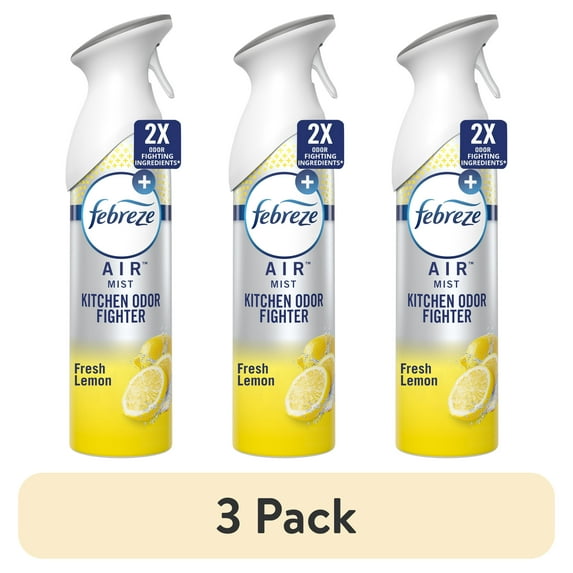 (3 pack) Febreze Air Freshener Spray, Odor-Fighting Room Spray, Lemon, Kitchen Odor Fighter, 8.8oz