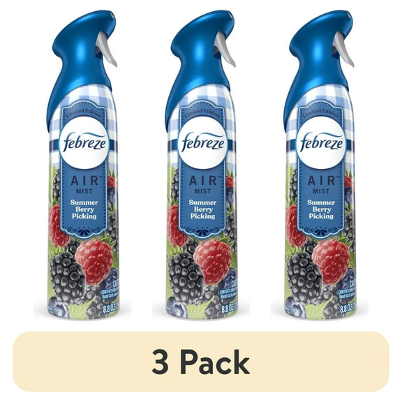 (3 pack) Febreze Air Freshener Spray, Odor-Fighting Room Spray, Summer Berry Picking, 8.8oz