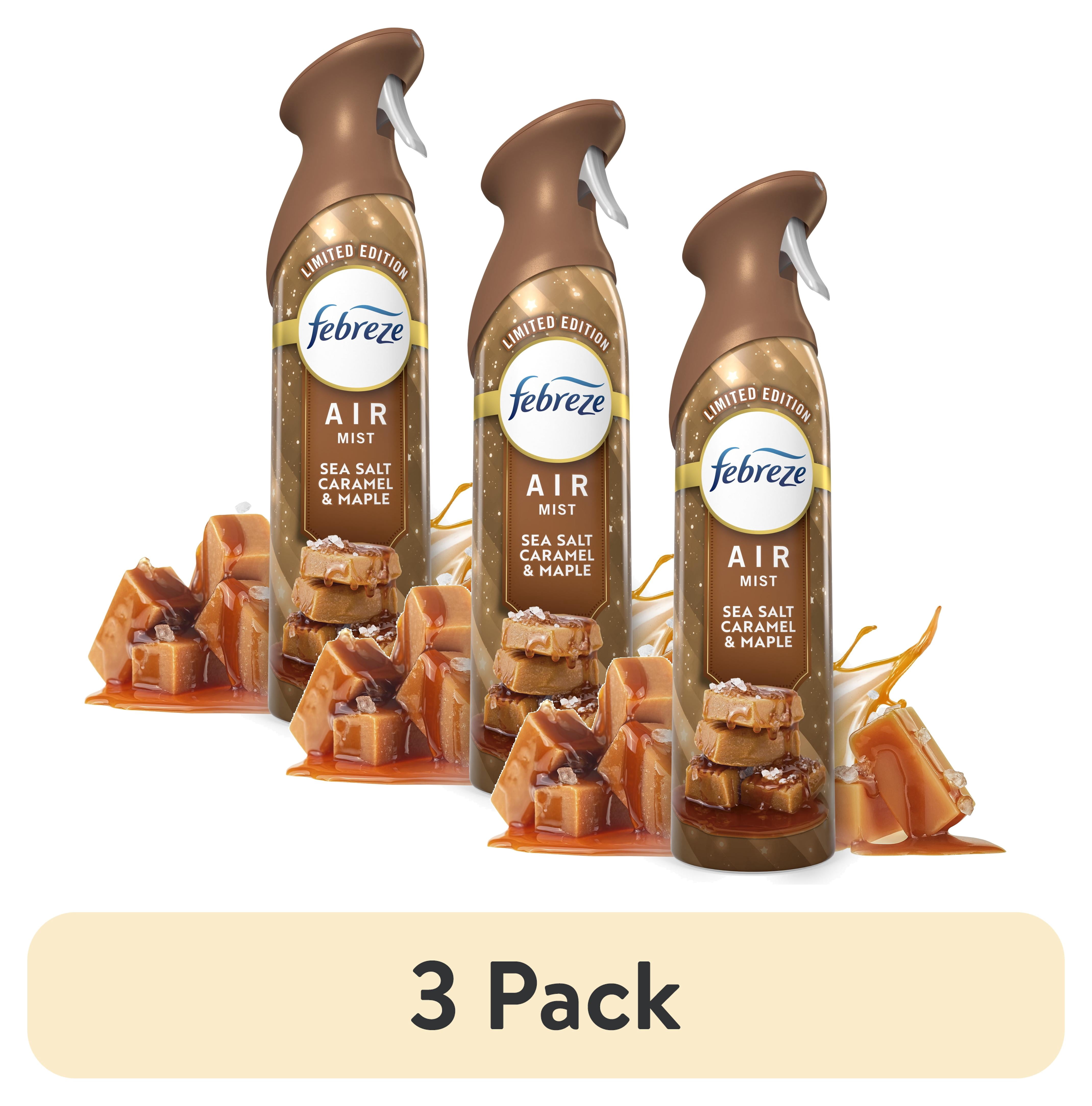 (3 pack) Febreze Air Mist, Odor-Fighting Air Freshener, Sea Salt Caramel & Maple, 8.8 oz. Aerosol Can