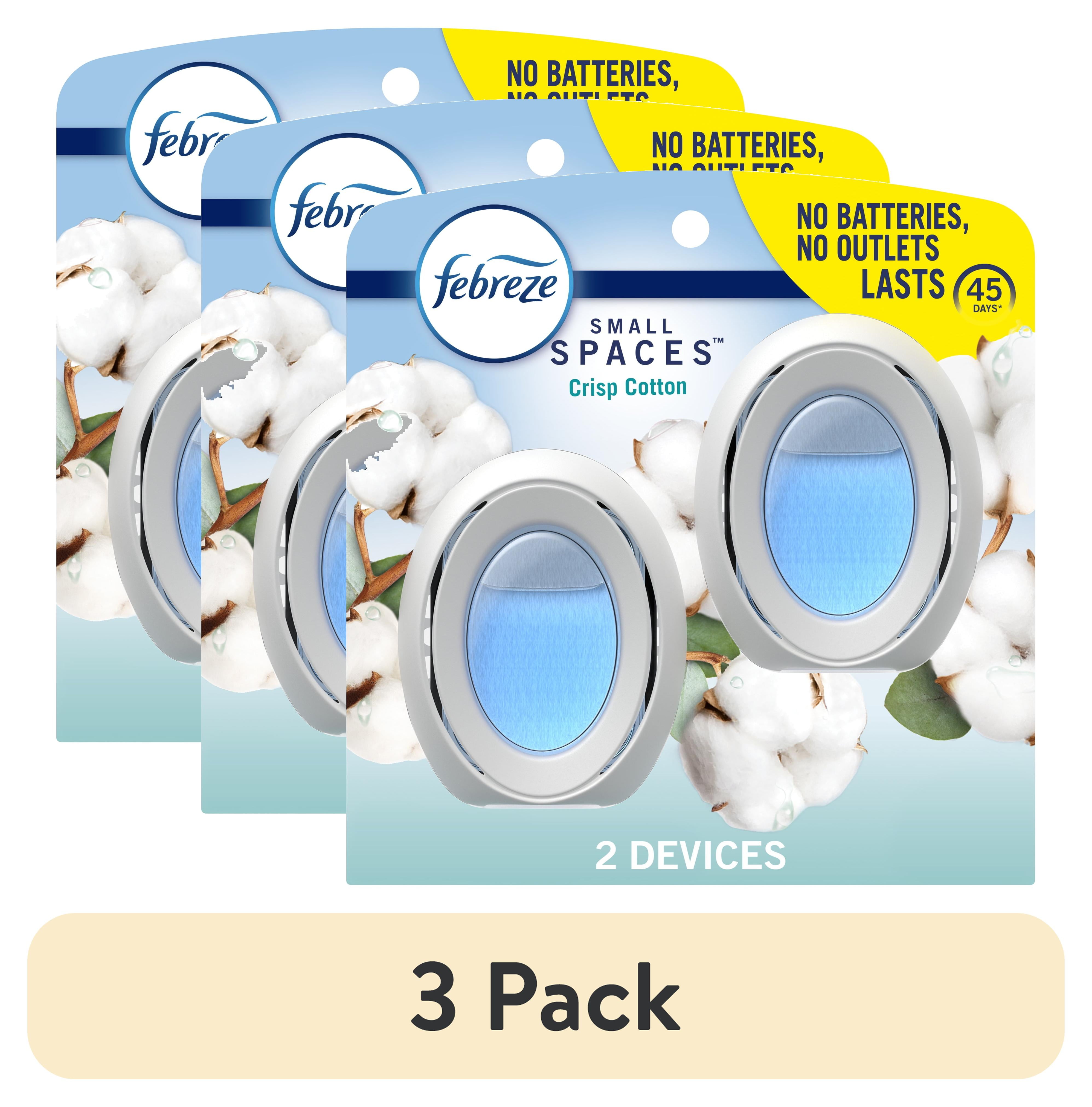 (3 pack) Febreze Bathroom Air Freshener, Small Spaces Odor-Fighting, Crisp Cotton, 2ct, 2 Count