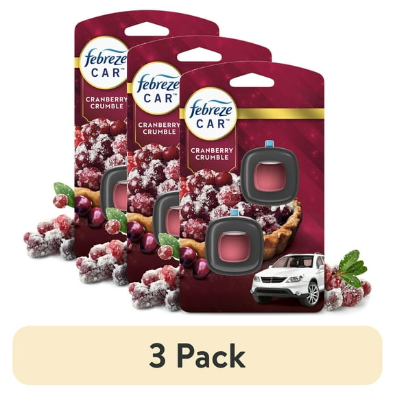 (3 pack) Febreze Car Air Freshener, Odor-Fighting Car Vent Clip, Cranberry Crumble, 2 Count