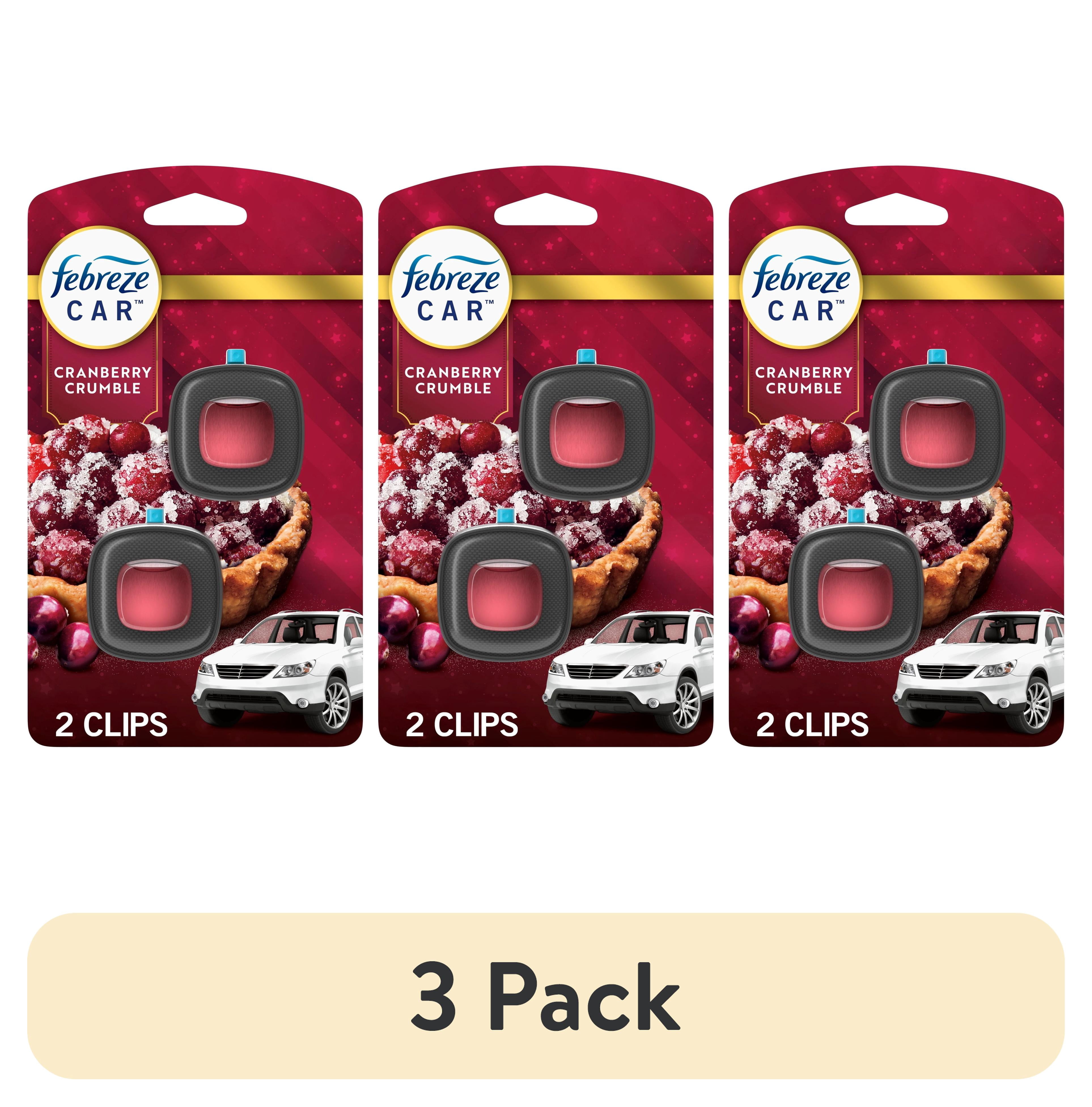 (3 pack) Febreze Car Air Freshener, Odor-Fighting Car Vent Clip, Cranberry Crumble, 2 Count