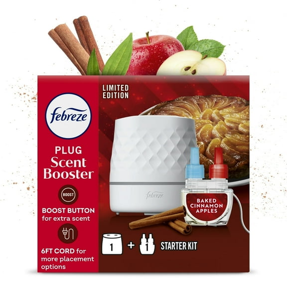 (36 pack) Febreze PLUG Scent Booster Starter Kit, Oil Diffuser, Air Freshener Plug In, Continuous Scent Device + 1 Baked Cinnamon Apple Refill