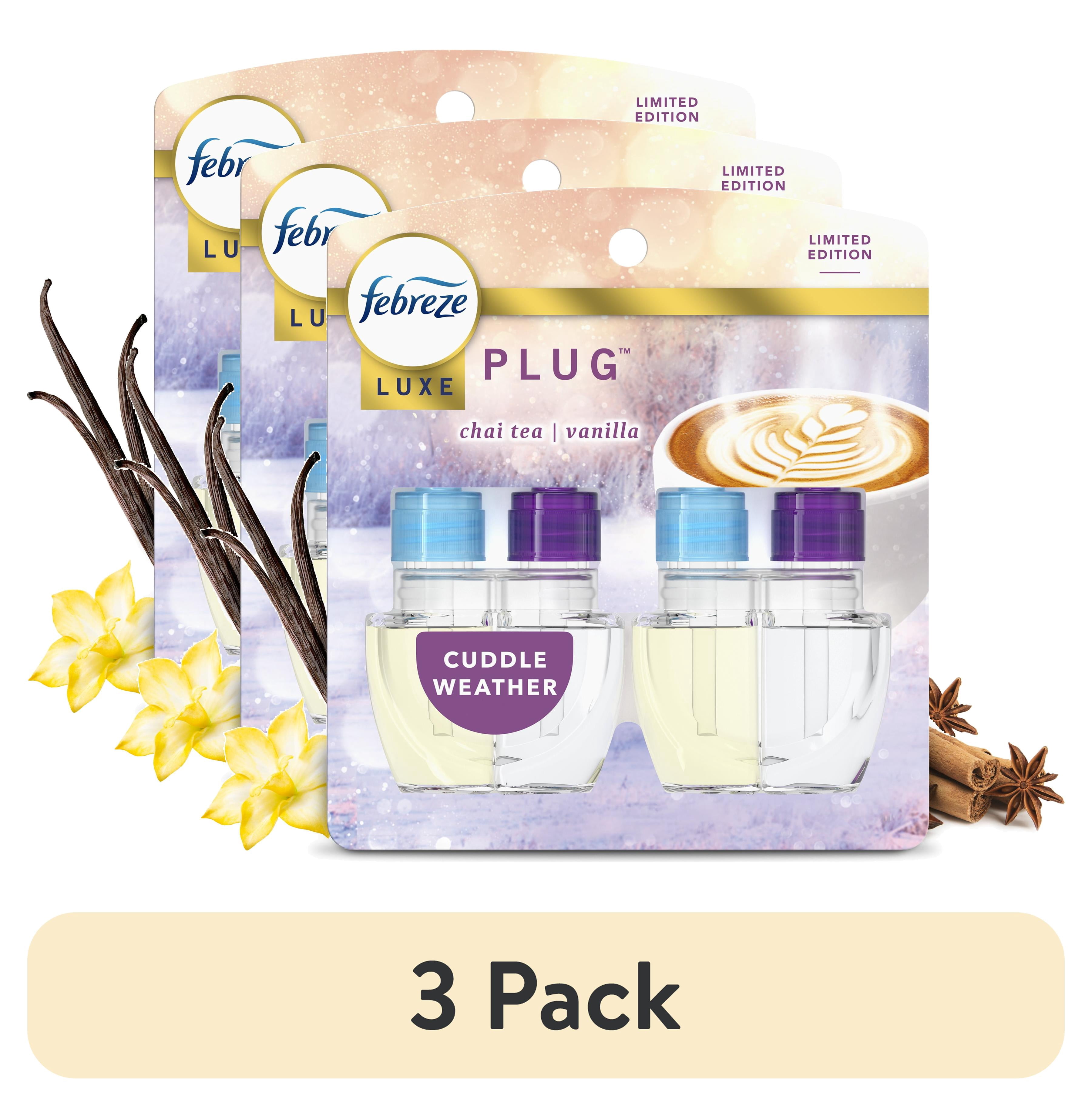 (3 pack) Febreze Plug In Air Freshener, Odor-Fighting Scented Oil Refill, Cuddle Weather, 2 Refills