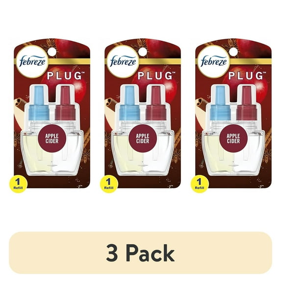 (3 pack) Febreze Plug Refill Odor-Fighting Air Freshener Apple Cider Scent, 1 Count, 0.87 fl oz