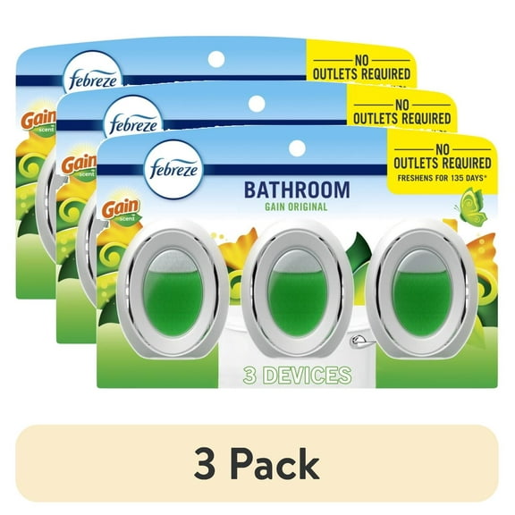 (3 pack) Febreze Odor-Fighting BATH Air Freshener, Gain Original Scent, 3 count