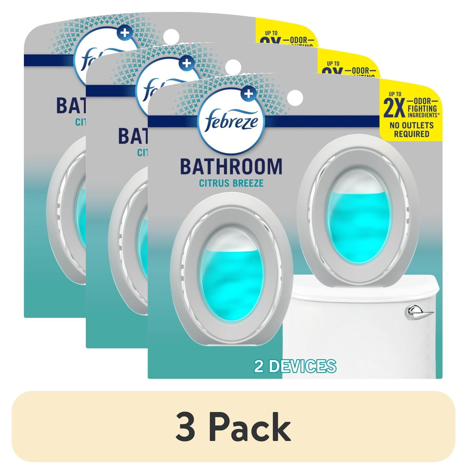 (3 pack) Febreze BATH Air Freshener, Odor-Fighting, Kitchen Odor Fighter Scent, 2 Count
