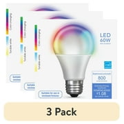 (3 pack) Feit Electric Smart LED 9 Watt (60 Watt Eq.) Color Changing/Tunable White Light Bulb, A19, E26, Dimmable