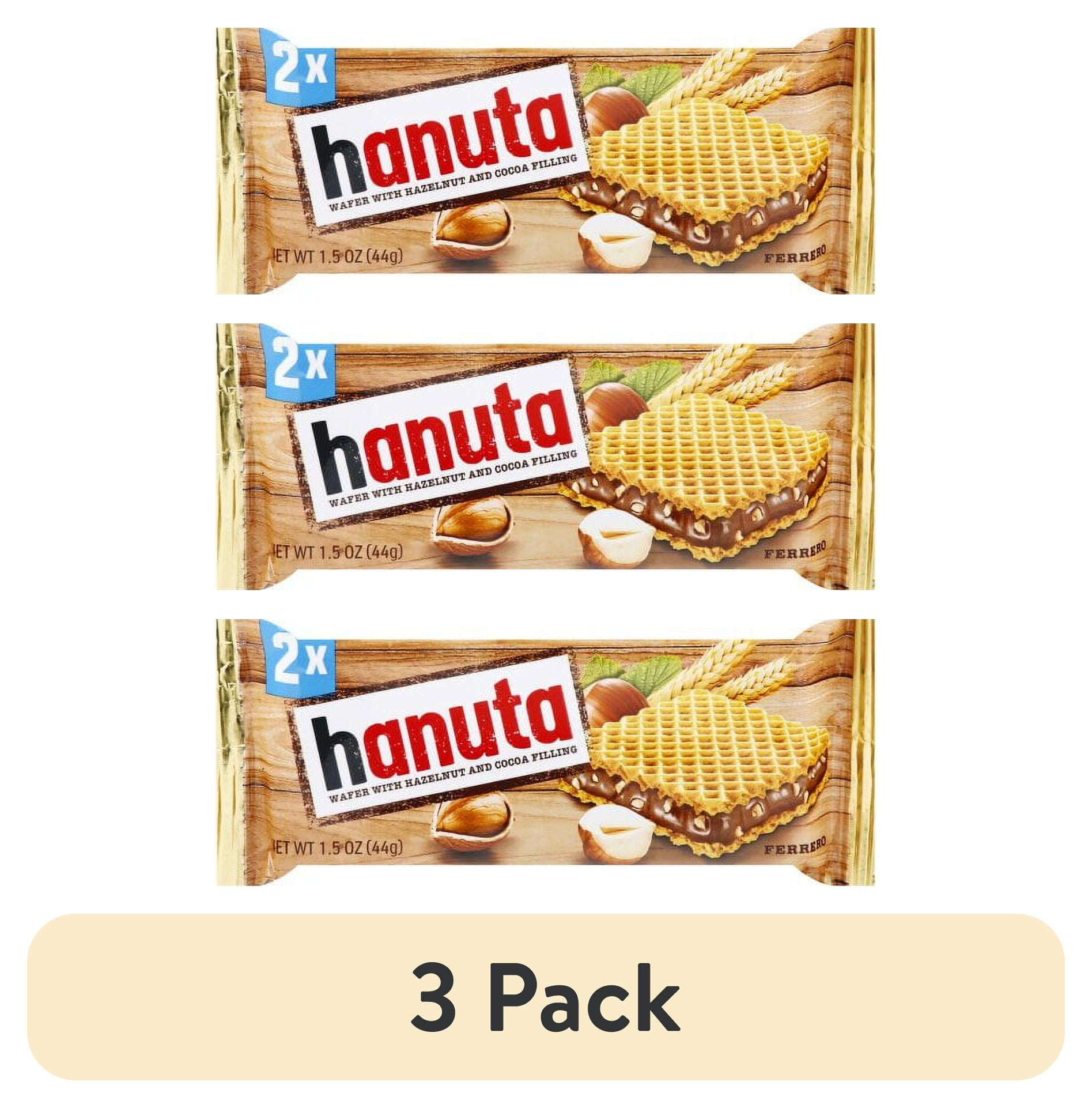 (3 pack) Ferrero Hanuta Wafers Filled with Hazelnut Cream 10ct made from freshly roasted hazelnuts and tangy, aromatic cocoa between two crunchy wheat wafers