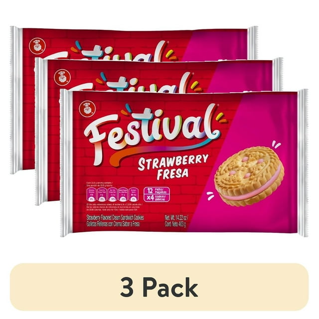 (3 pack) Festival Strawberry Creme Cookie To Go, 14.1 oz, Pack of 1