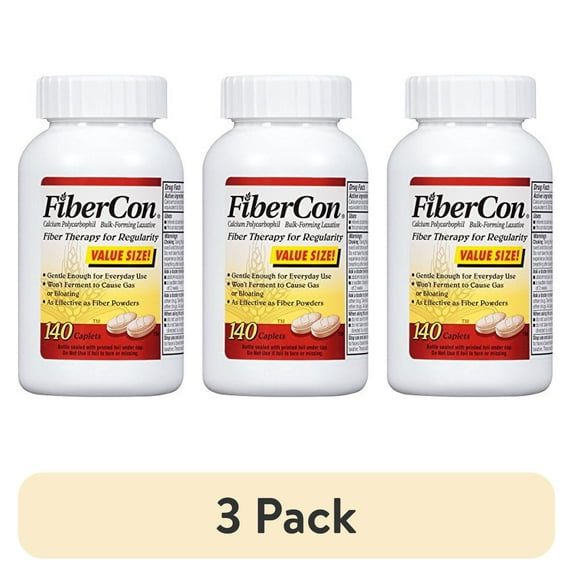 (3 pack) FiberCon Fiber Therapy for Regularity Supplement 140 Caplets
