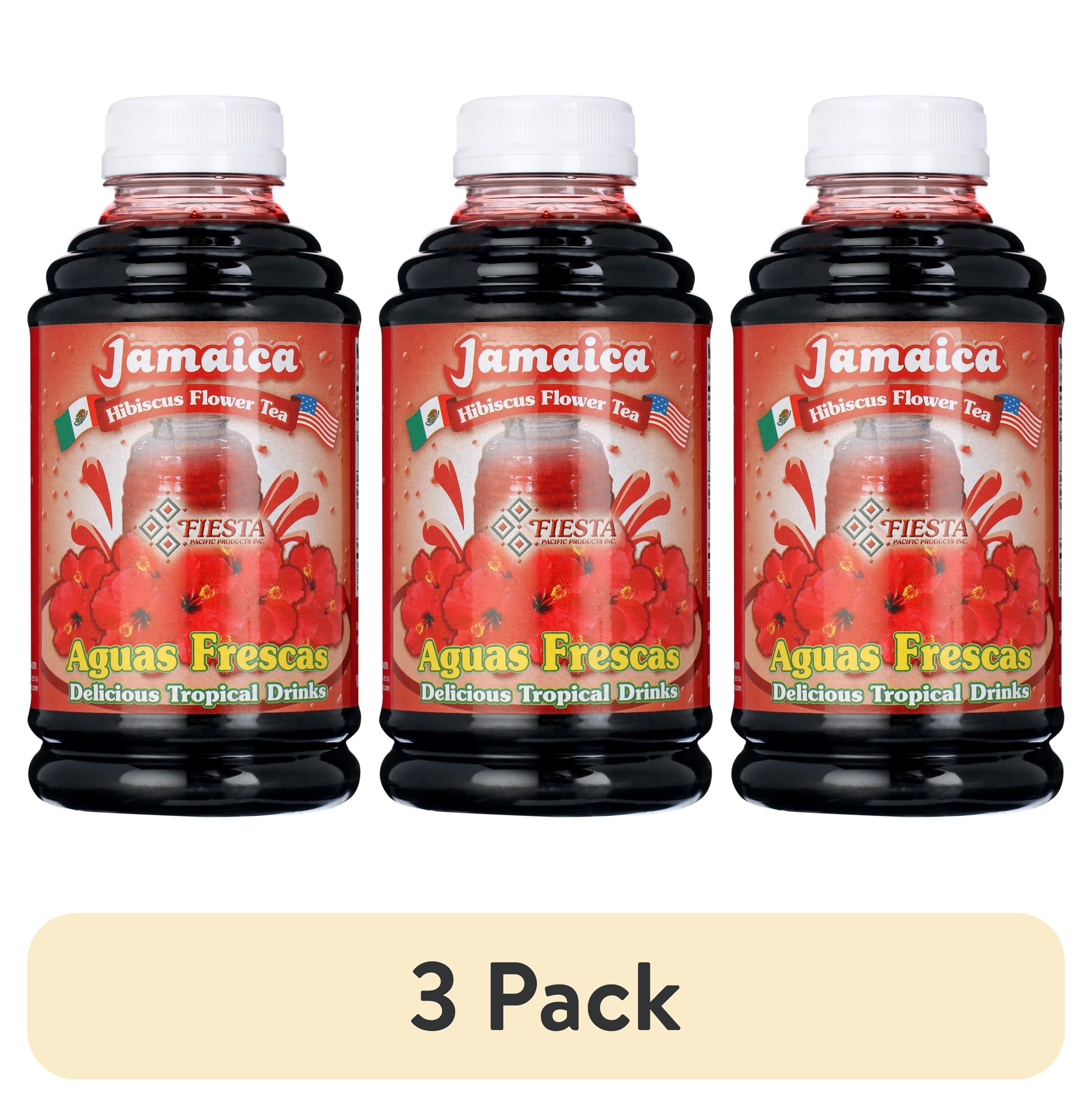 (3 pack) Fiesta Hibiscus (Jamaica) Aguas Frescas Concentrate, Juice Beverage Base, 16 fl oz