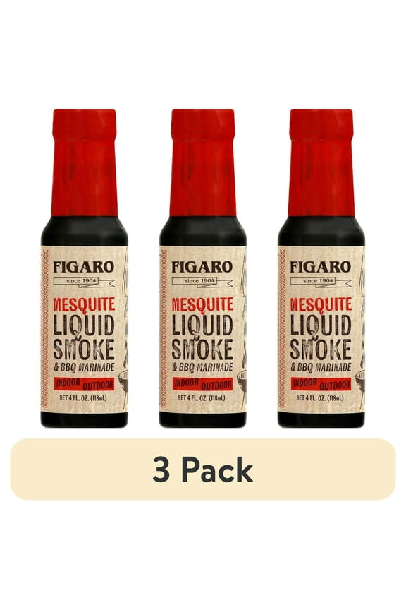 (3 pack) Figaro Liquid Smoke and Marinade, Mesquite, 4 fl