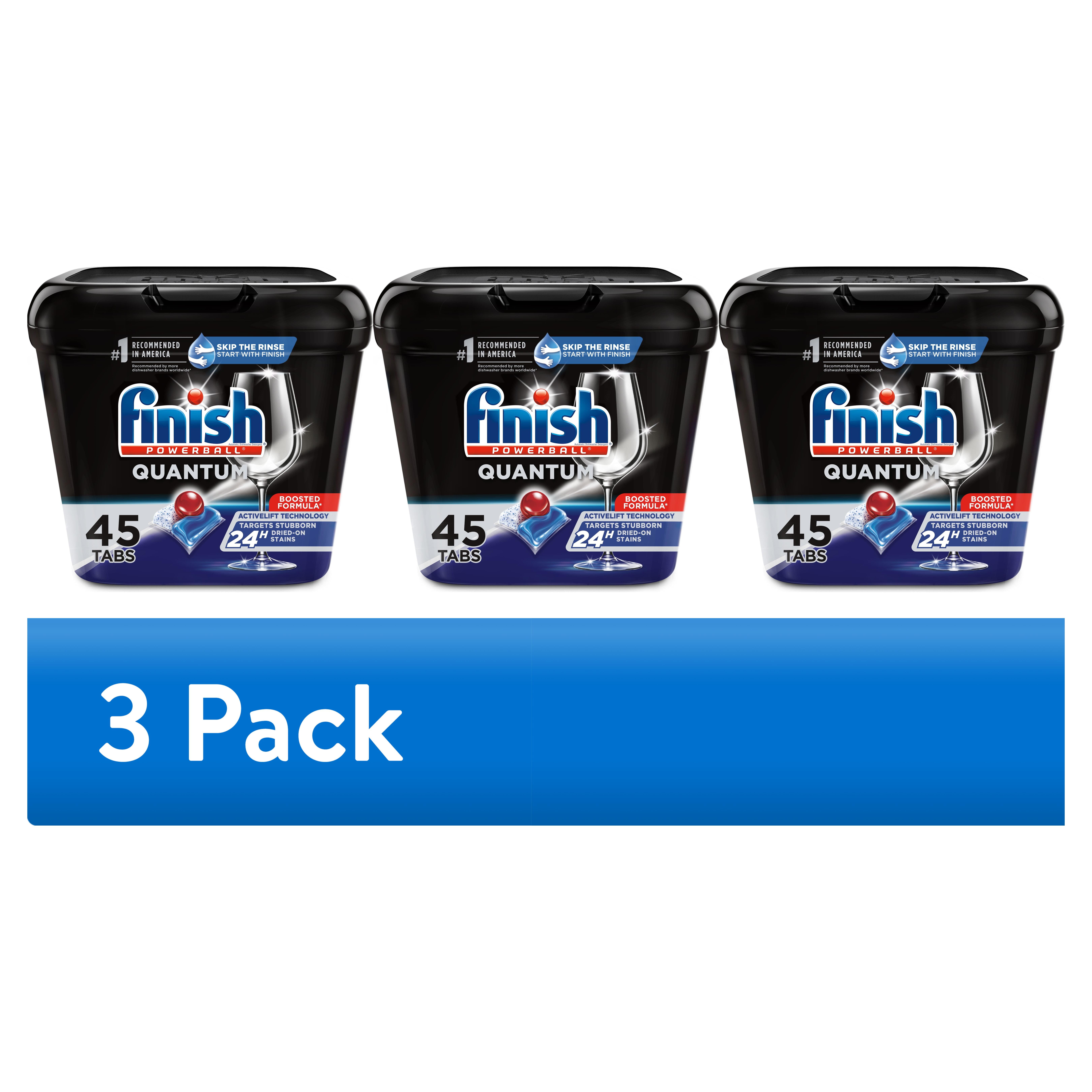 (3 pack) Finish Quantum Dishwasher Pods, No Pre-Rinse Dishwasher Detergent Tabs Soap, Advanced Clean, 45 Count