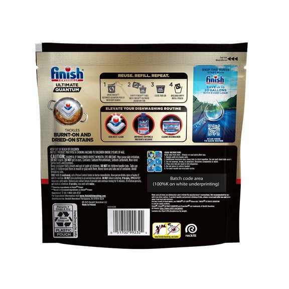 3 pack-Finish Ultimate Quantum Dishwasher Pods, 50% More Cleaning Power, 21 Tabs