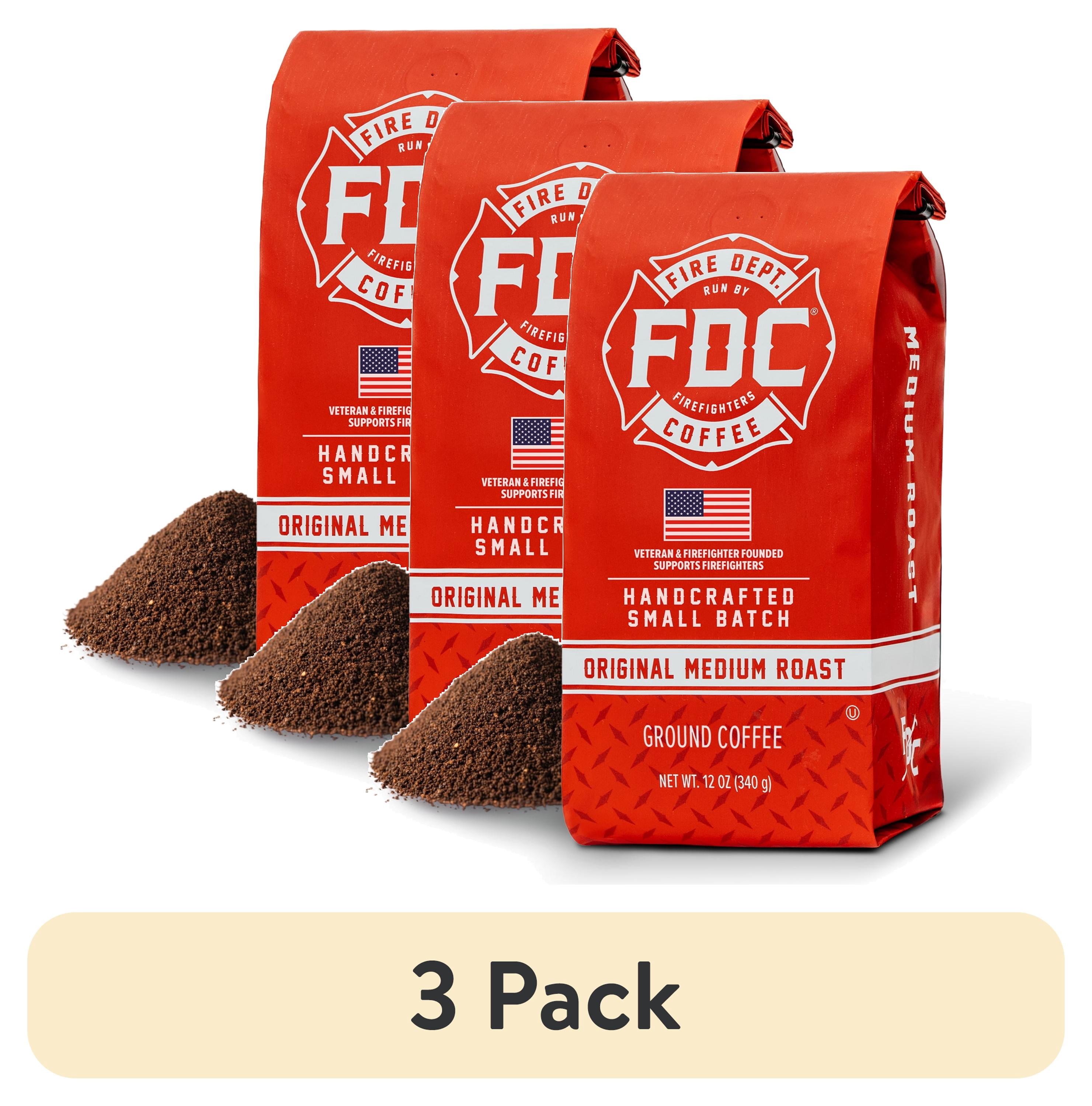 (3 pack) Fire Department Coffee, Original Medium Roast, Premium Ground Coffee, 12 oz