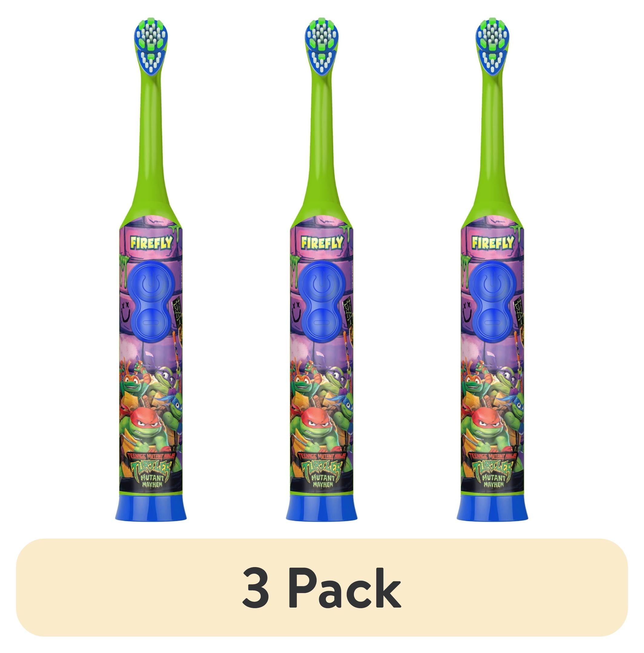 (3 pack) Firefly Clean N' Protect Teenage Mutant Ninja Turtles Power Kids Toothbrush, 3D Cover, Soft, 3+