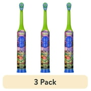 (3 pack) Firefly Clean N' Protect Teenage Mutant Ninja Turtles Power Kids Toothbrush, 3D Cover, Soft, 3+