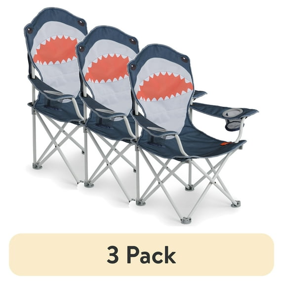 (3 pack) Firefly! Outdoor Gear Finn the Shark Kid's Camping Chair - Navy/Orange/Gray Color