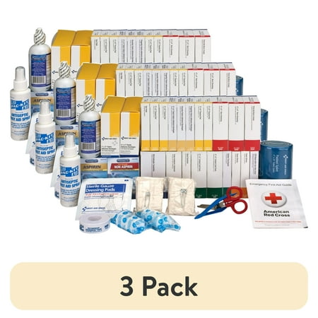 (3 pack) First Aid Only, FAO90618, 2-Shelf First Aid Refill with Medications - ANSI Compliant, 1 Each, White,Blue